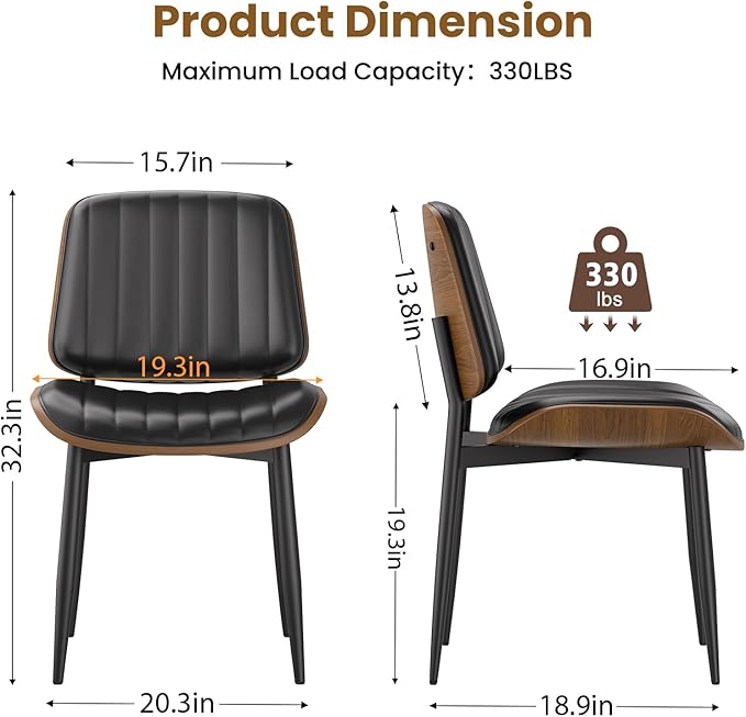 YaFiti Dining Chairs Set of 2, Mid Century Modern Dining Room Kitchen Chairs - Image 2