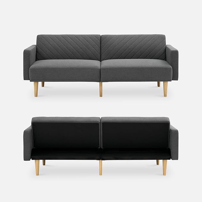 mopio 76.4" Futon Sofa Bed, Sleeper Sofa, Mid Century Modern Futon Couch - Image 7