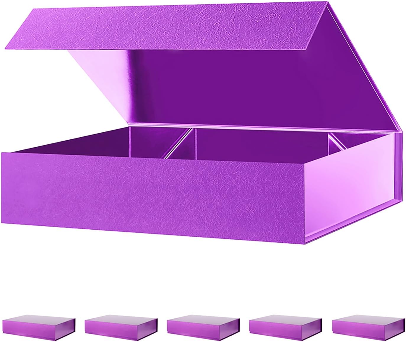 PACKHOME 6 Gift Boxes 11.5x8x2.5 Inches, Sturdy Shirt Boxes with Magnetic Lids for Multiple Occasions (Glossy Light Purple)