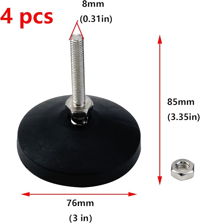Antrader Heavy Duty Leveling Feet, M8×50 Adjustable Furniture Feet - Image 2