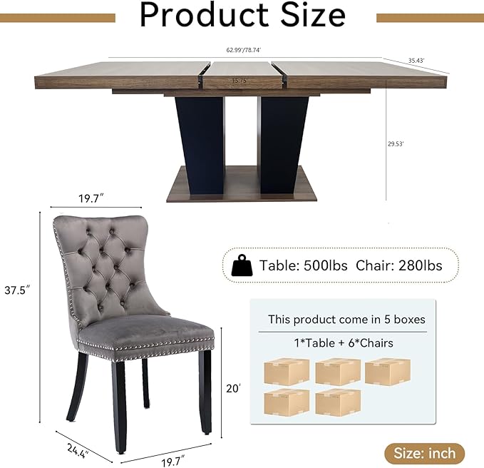 Henf 7 Pieces Extendable Dining Table Set - Image 7