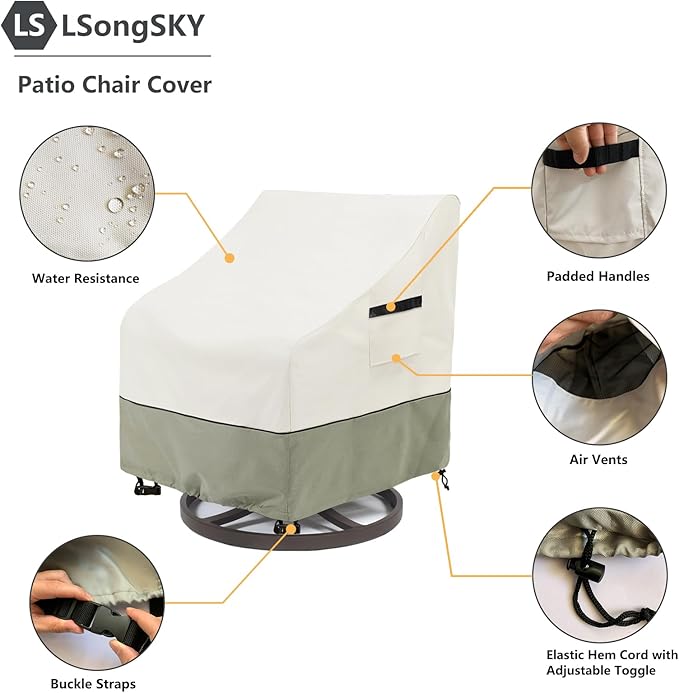 Outdoor Swivel Lounge Chair Cover 2 Pack, Waterproof Heavy Duty Outdoor Chair - Image 4