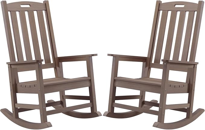 Psilvam Oversized Outdoor Rocking Chair Set of 2, Porch Rocker by PsilvamGardenFurniture