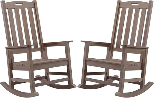 Psilvam Oversized Outdoor Rocking Chair Set of 2, Porch Rocker by PsilvamGardenFurniture