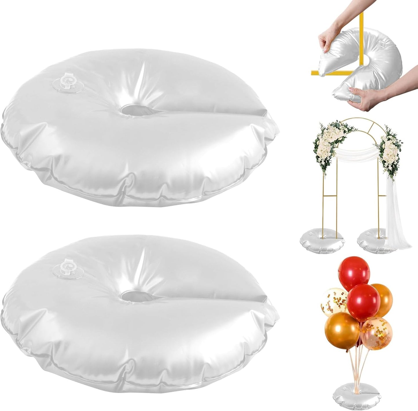 White Balloon Arch Weights, Heavy Duty Water-Filled Base Weights for Party Backdrop Stand Frames, Thickened Water Bag Base (2 Pcs)