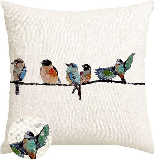 RABUSOFA Outdoor Pillow Covers 24x24 Inch, Outdoor Bird Lumbar Throw Pillow by RABUSOFA