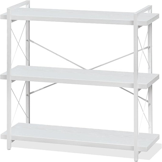 HCHQHS Bookshelf, 3-Tier Industrial Bookcase, Freestanding Horizontal by HCHQHS