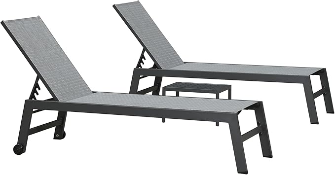 PURPLE LEAF Patio Chaise Lounge Set 2 Pieces Textilene Pool Lounge Chairs - Image 7