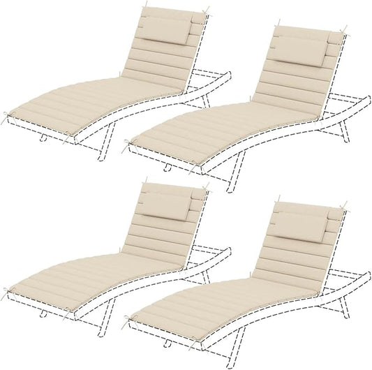 Sundale Outdoor Olefin Quilted Lounge Cushion Set of 4, Patio Foldable Chaise by SundaleOutdoor