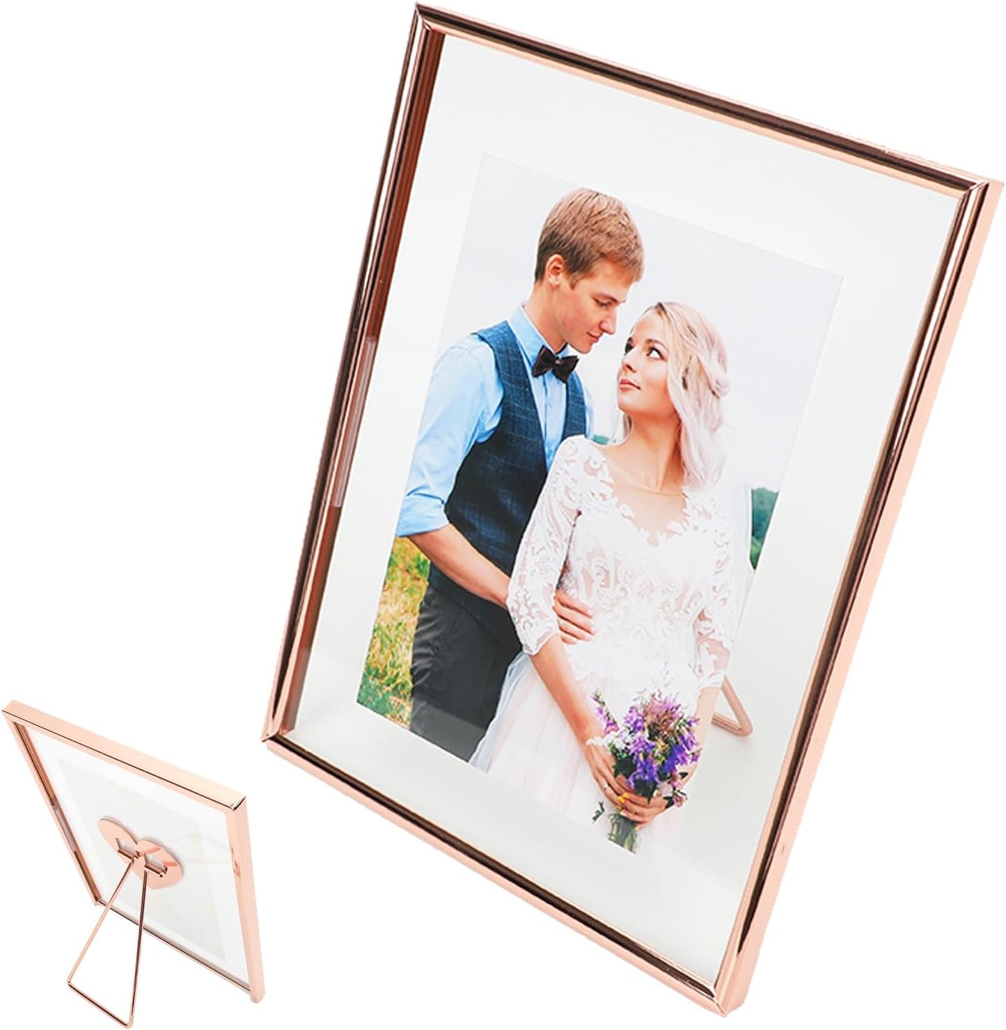 6"x8" Rose Gold Heart Floating Frame, For Picture 5x7,4x6,3x5, Tabletop Shelf Photo Frame, Classy For Thanksgiving, Home or Wedding Decoration