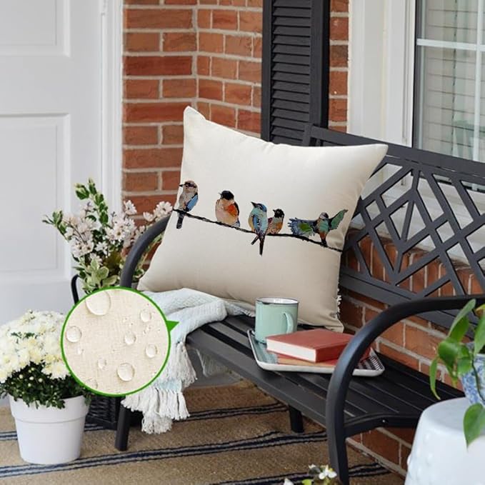 RABUSOFA Outdoor Pillow Covers 16x16 Inch, Outdoor Bird Lumbar Throw Pillow - Image 5