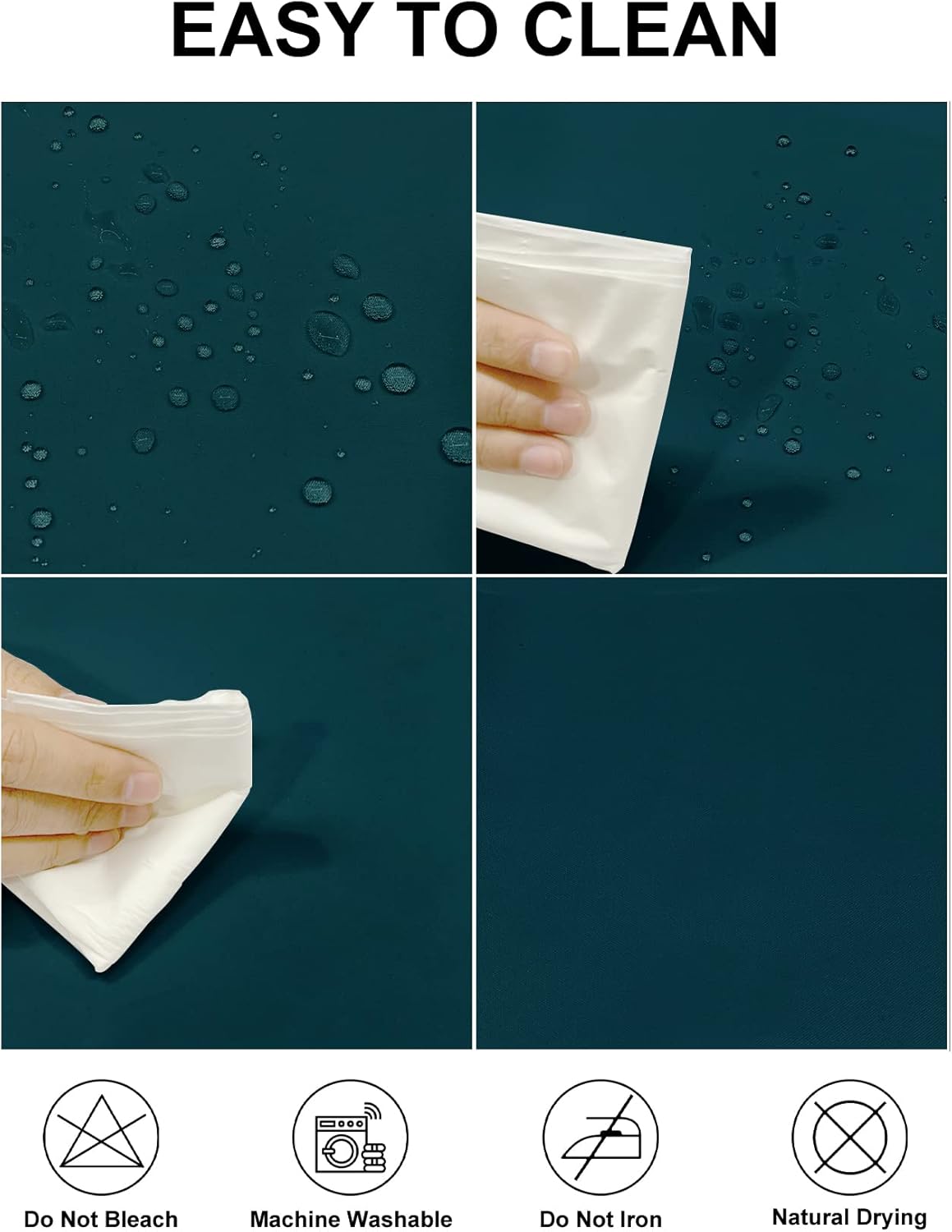 Fokitut 2 Pack Waterproof Rectangle Tablecloth, 90x156 Inch,Stain Resistant and Wrinkle Polyester Table Cloth, Fabric Table Cover for Kitchen Dining, Wedding, Party, Holiday Dinner-Peacock Blue