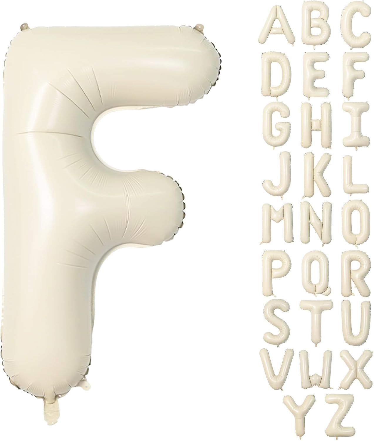 40 Inch Letter Balloons F, Big Custom A-Z Alphabet Foil Name Balloon Cream White, Self Inflating Beige Customize Helium Balloon Letters F for Women Girls Birthday Bride Baby Shower Party Decorations