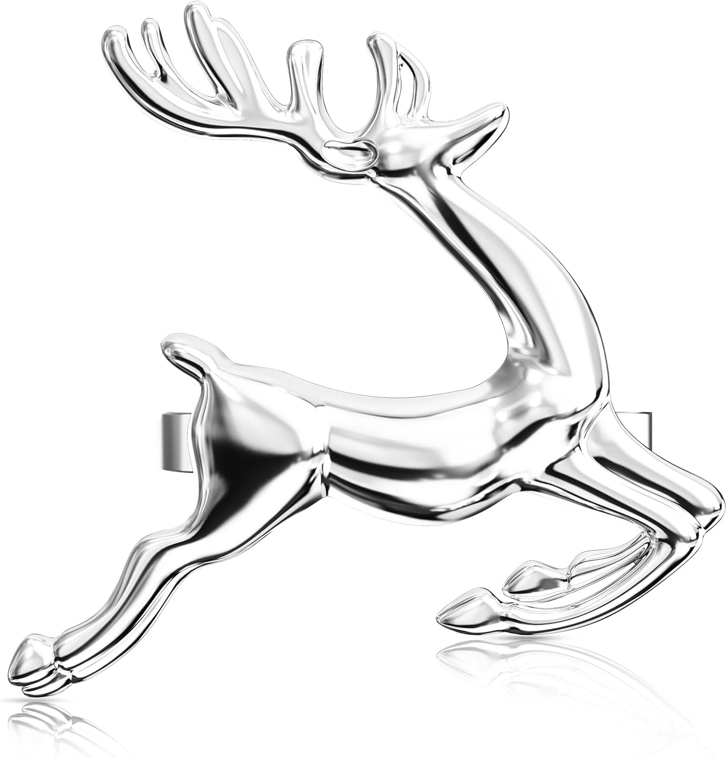 ZeeDix Silver Reindeer Christmas Napkin Rings Set of 24, Napkin Holder Ring for Christmas Dinner Table Decor Cloth Napkins, Wedding Receptions, Holiday Party, Banquet and Home Kitchen