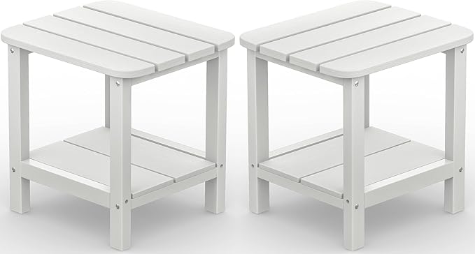 SERWALL Double Adirondack Side Table Set of 2, End Table- White by SERWALL