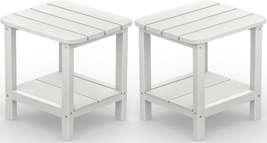 SERWALL Double Adirondack Side Table Set of 2, End Table- White by SERWALL
