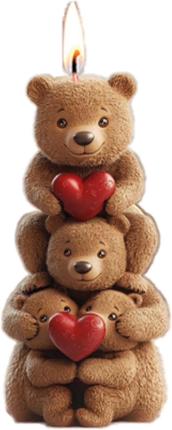 Rose Bear Heart Cylinder Silicone Wave Spiral Candle Mold - Silicone Resin Casting Molds for Candle & Resin & Soap Craft Supplies