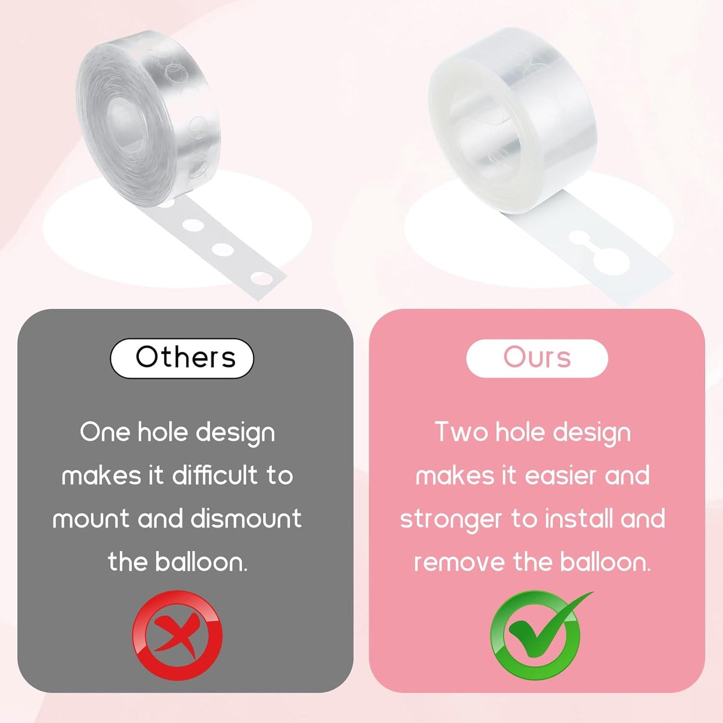 Balloon Arch Strip 10 Rolls 164 Feet Double Hole Tape Strip Balloon Decorating Arch Garland Strips Kit for Wedding Birthday Christmas Valentines Party