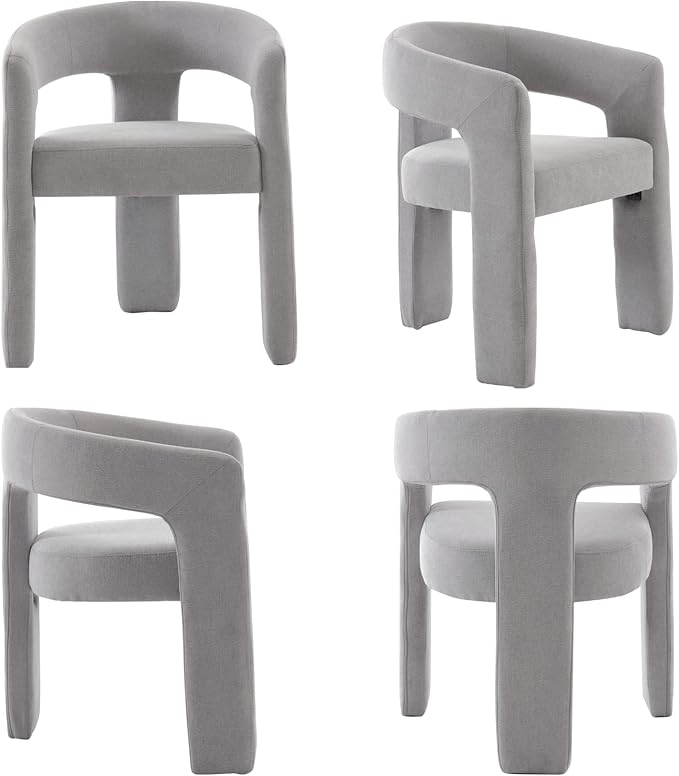 Modern Chenille Barrel Dining Chair Upholstered Fabric Dining Room Chair - Image 10