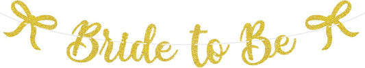 Bride to Be Banner, Gold Bride to Be with Bow Glitter Bachelorette Bridal Party Banner BRIDE TO BE Sign for Gold Bachelorette Bridal Shower Wedding Engagement Hen Party Decorations