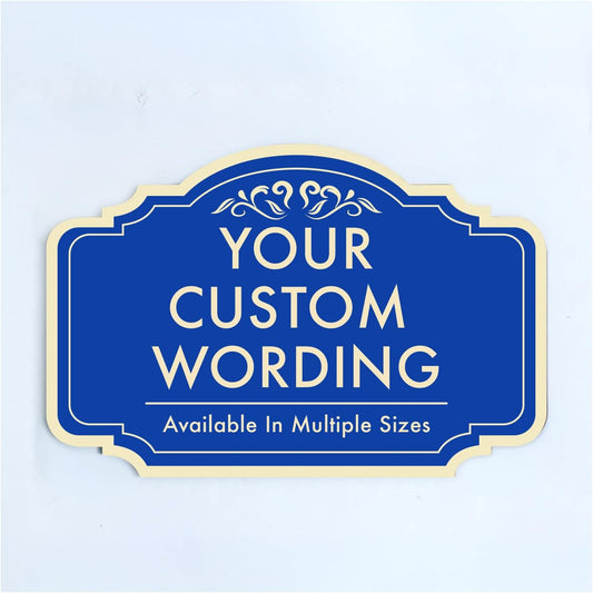 Custom Decorative Outdoor Metal Sign, Personalized Aluminum Driveway Waterproof Sign Made in USA, Design 2 Blue Steel 36x24 In