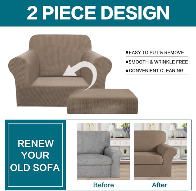 Turquoize 2 Piece Chair Covers Armchair Slipcovers - Image 4