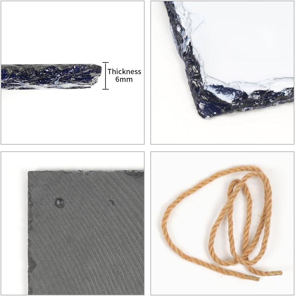 PYD Life 16 Pack Sublimation Hanging Photo Slates Rock Blanks 5.6" x 11.4" Bulk Stone Frames Wall Hanger with Rope for Home Decor, for Heat Press Transfer Printing