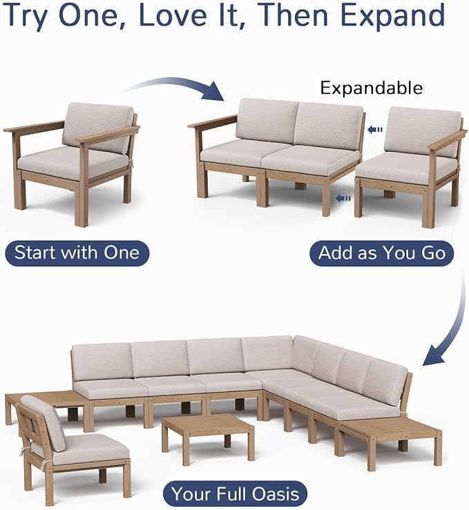 Stoog Patio Furniture Set, 6-Piece Modular Outdoor Sectional Sofa - Image 4