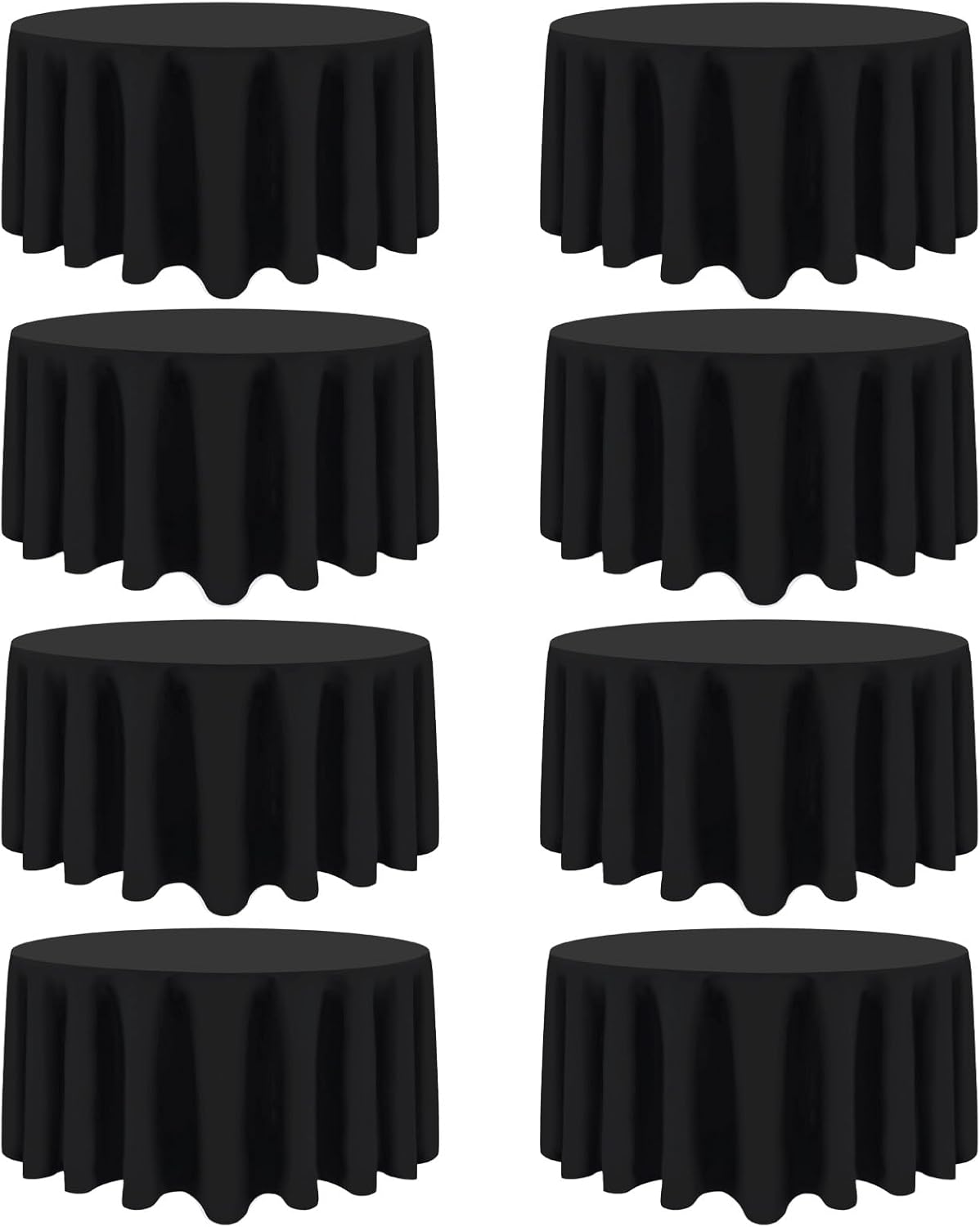 8 Pack Black Round Tablecloths 90 Inch Black Table Cloth Stain and Wrinkle Resistant Reusable and Washable Polyester Fabric for Buffet Wedding Party and Banquet