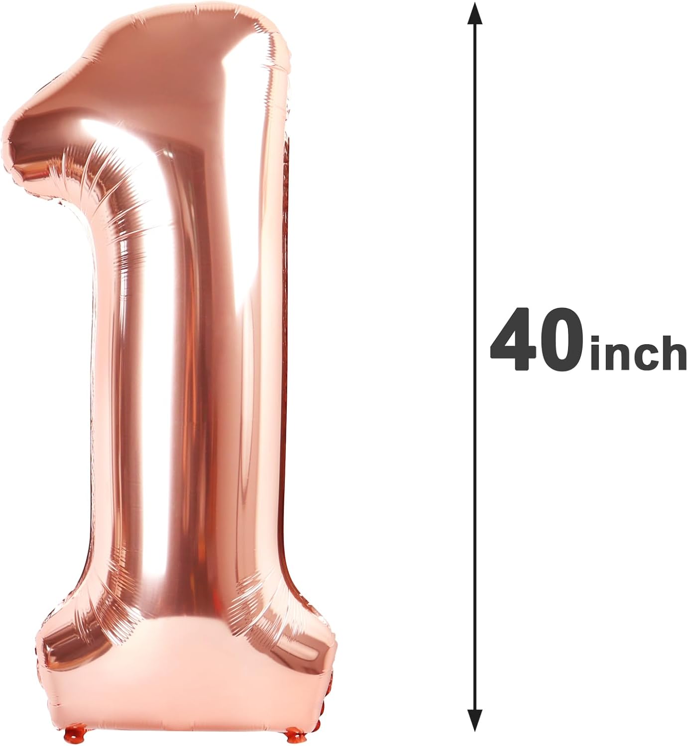 Rose Gold Number 1 Balloon 40 inch, Number 1 Birthday Balloon for Boy Girl, Rose Gold Foil One Balloon for 1st 10 11 12 16 18 Birthday Party, Anniversary Celebration Number Balloons Decorations