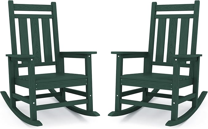 KINGYES Oversized Outdoor Rocking Chair Set of 2, All-Weather Patio Rocking by KINGYES