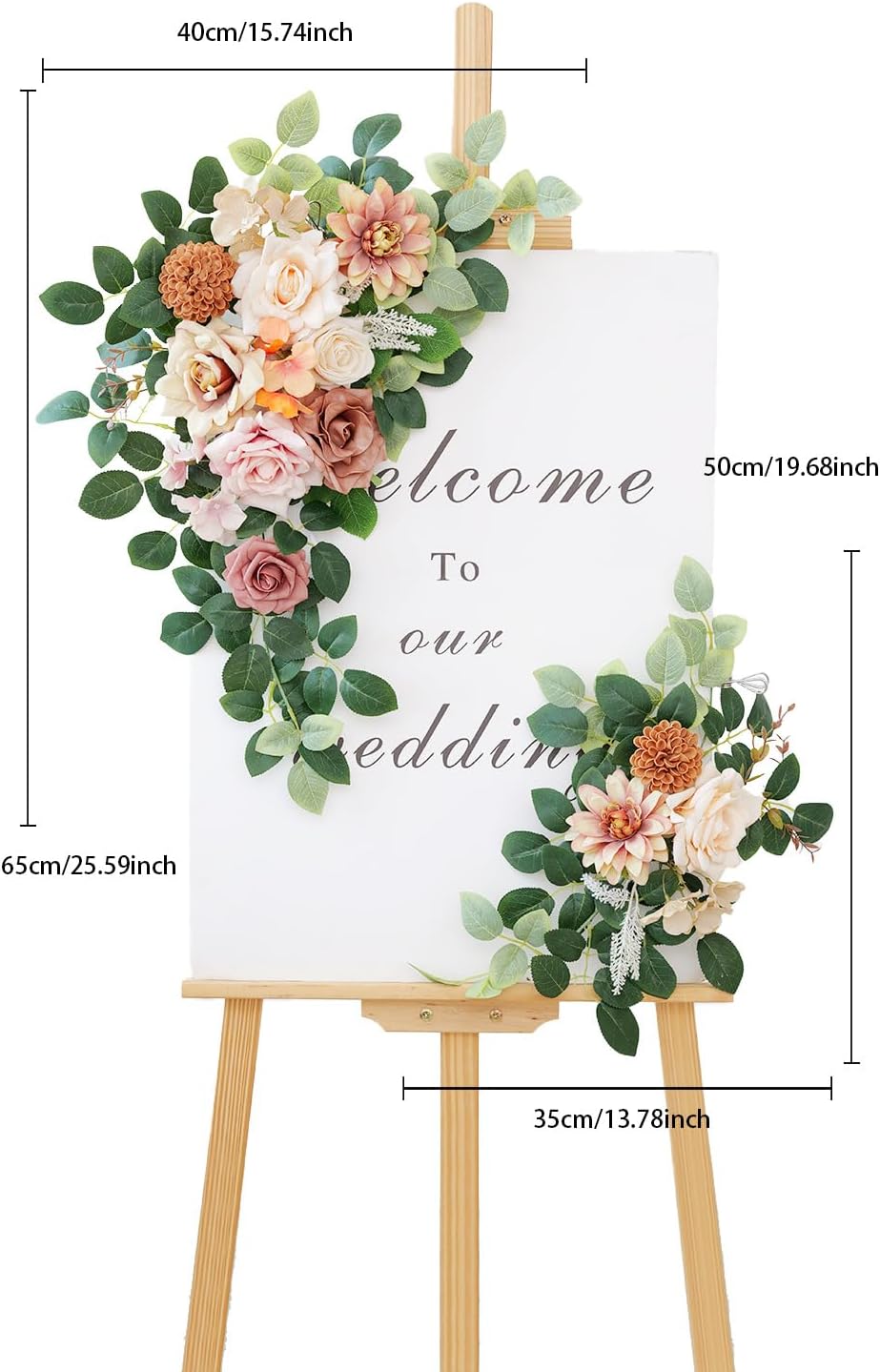 Pack of 2 Artificial Flowers for Backdrop Decoration, Wedding Arch Flowers,Reception Welcome Sign, Eucalyptus Garland, Suited to Aisle Decor and Wedding Arches（Champagne）