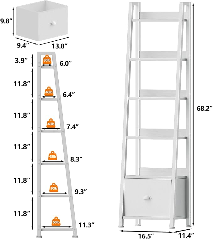 Furologee 6 Tier Ladder Shelf, Ladder Bookshelf - Image 3