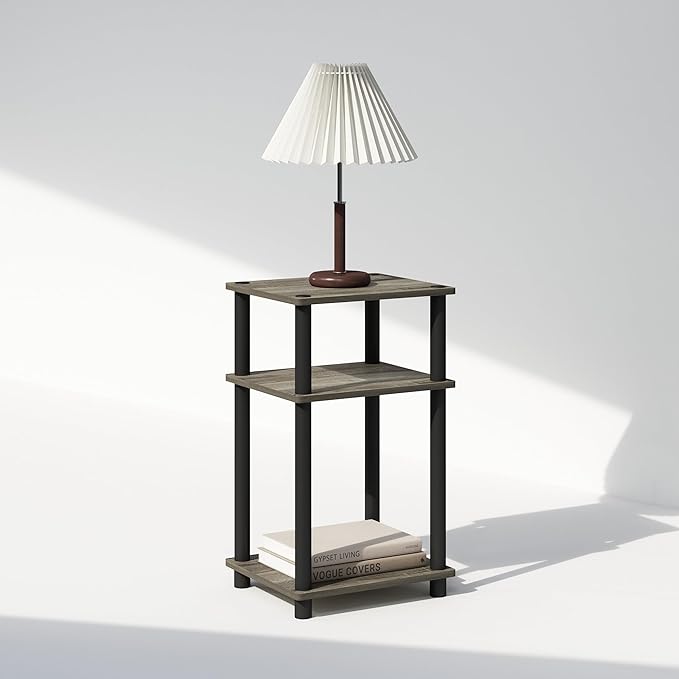 Furinno JUST Night Stand, 3-Tier Turn-N-Tube Nightstand, Toolless Bedside Table - Image 4