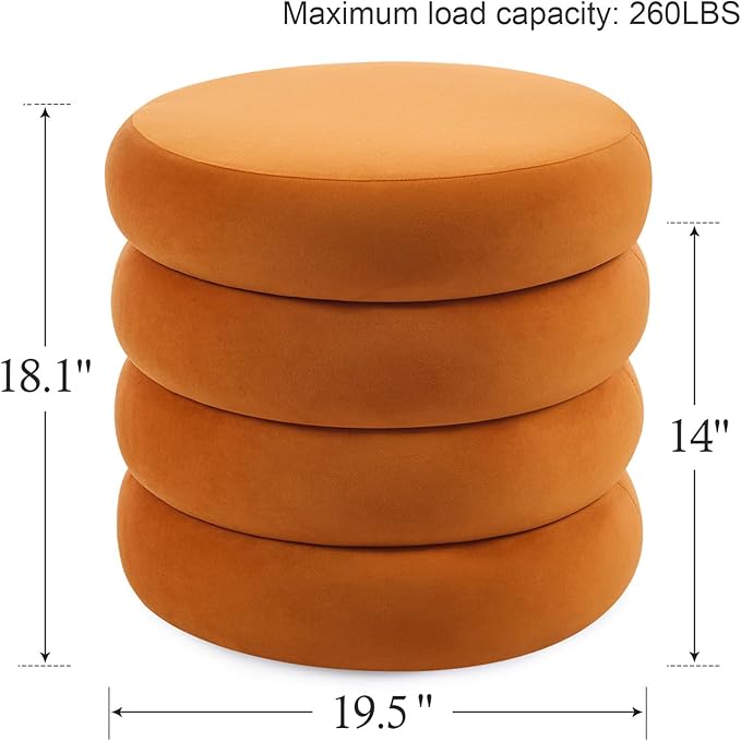 Flouki 19.5" Storage Ottoman Round, Vanity Stools - Image 3