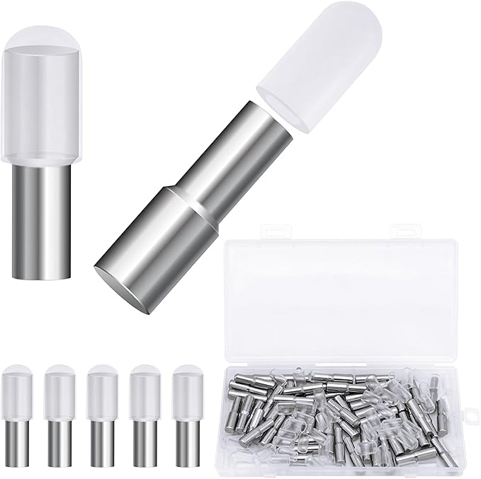 58 Pcs Shelf Pegs Pins, 5mm 1/4 Inch Dual Diameter Metal Shelf Support Pegs by Cerpourt