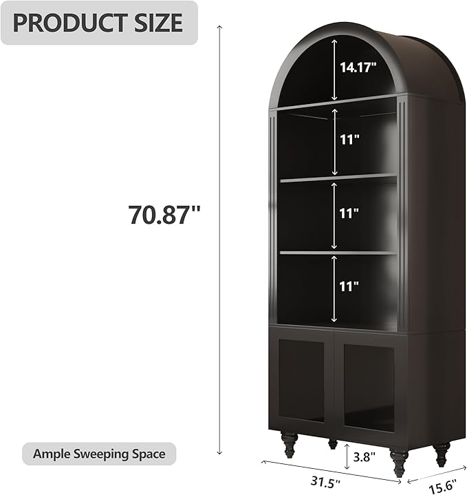 Wildhome Wooden Arched Display Storage Cabinet - Image 2