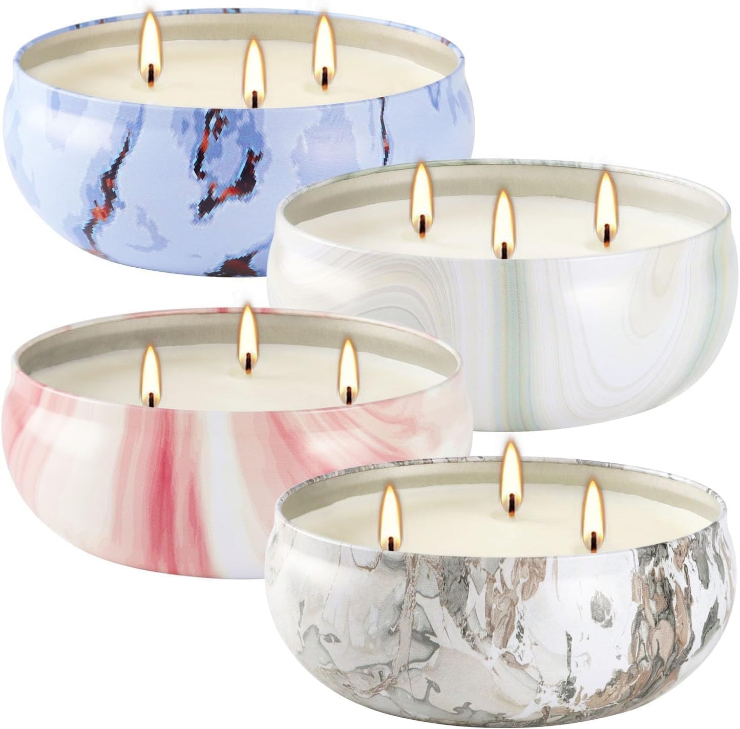 30-Hour Citronella Candle Set – 4 x 12oz Soy Wax Candles for Indoor Outdoor Use,3 Wicks Ideal for Home Patio, Balcony BBQs, and Summer Camping