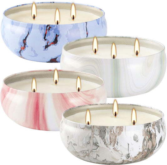 30-Hour Citronella Candle Set – 4 x 12oz Soy Wax Candles for Indoor Outdoor Use,3 Wicks Ideal for Home Patio, Balcony BBQs, and Summer Camping