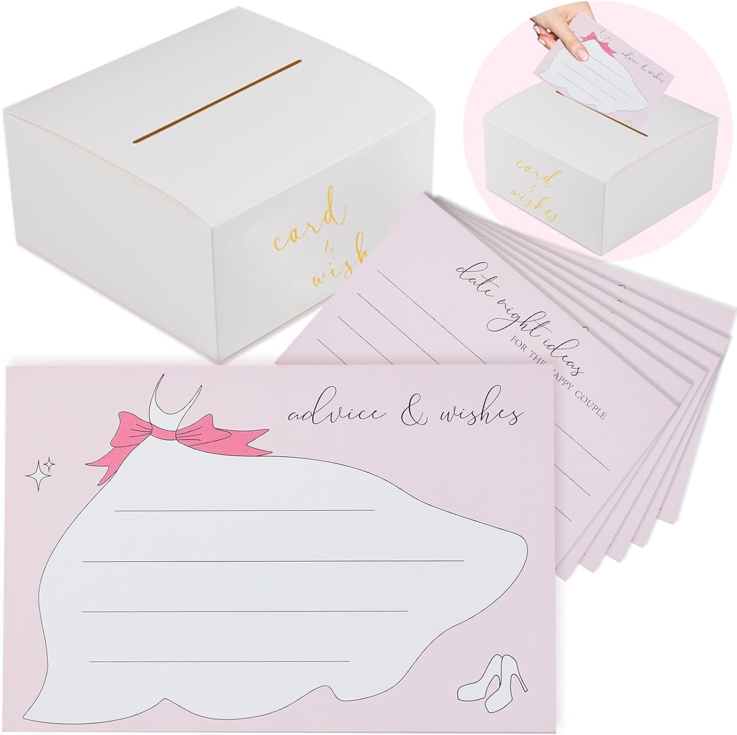 Bridal Shower Games Bridal Shower Advice Cards Wedding Games 50 Guests Advice and Wishes Dress Style