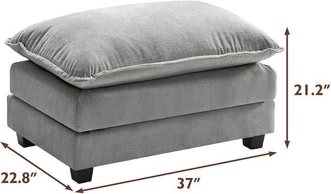 Ihanherry Ottoman for Modular Sectional Cloud Couch, Chenille Deep Seat Sofa - Image 3