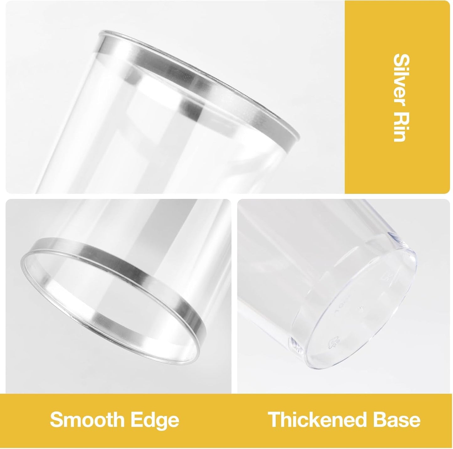 Goodluck 100PCS 14oz Silver Plastic Cups for Party, Disposable Silver Cups, Plastic Cocktail Glasses for Wedding Thanksgiving, Christmas, and Parties