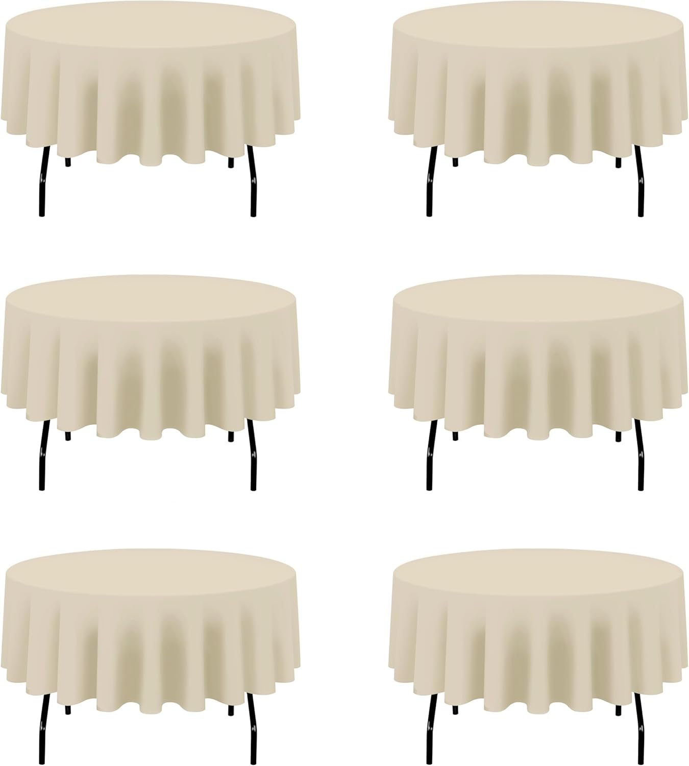 BRILLMAX 6 Pack Beige Round Tablecloths 90 Inch - Circle Bulk Linen Polyester Fabric Washable Table Cloth Cover for Wedding Reception Banquet Birthday Party Buffet Restaurant