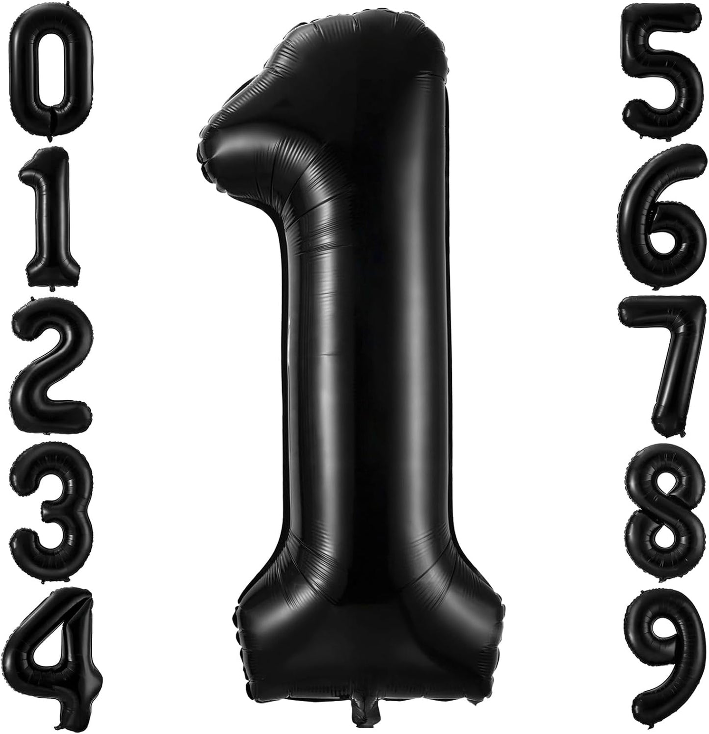 Black 1 Balloon Number,40 Inch Number 1 Balloon Large Black 1 Foil Mylar Helium Balloon for Birthday Party Decorations