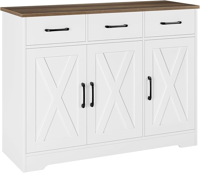 HOSTACK Modern Farmhouse Sideboard Buffet Cabinet, Barn Doors Buffet Storage - Image 9