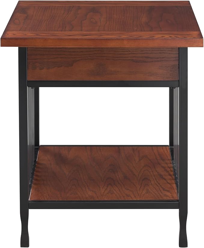 Leick Home Ironcraft End Table, Solid Wood, 1 Storage Drawer, Bottom Display - Image 4