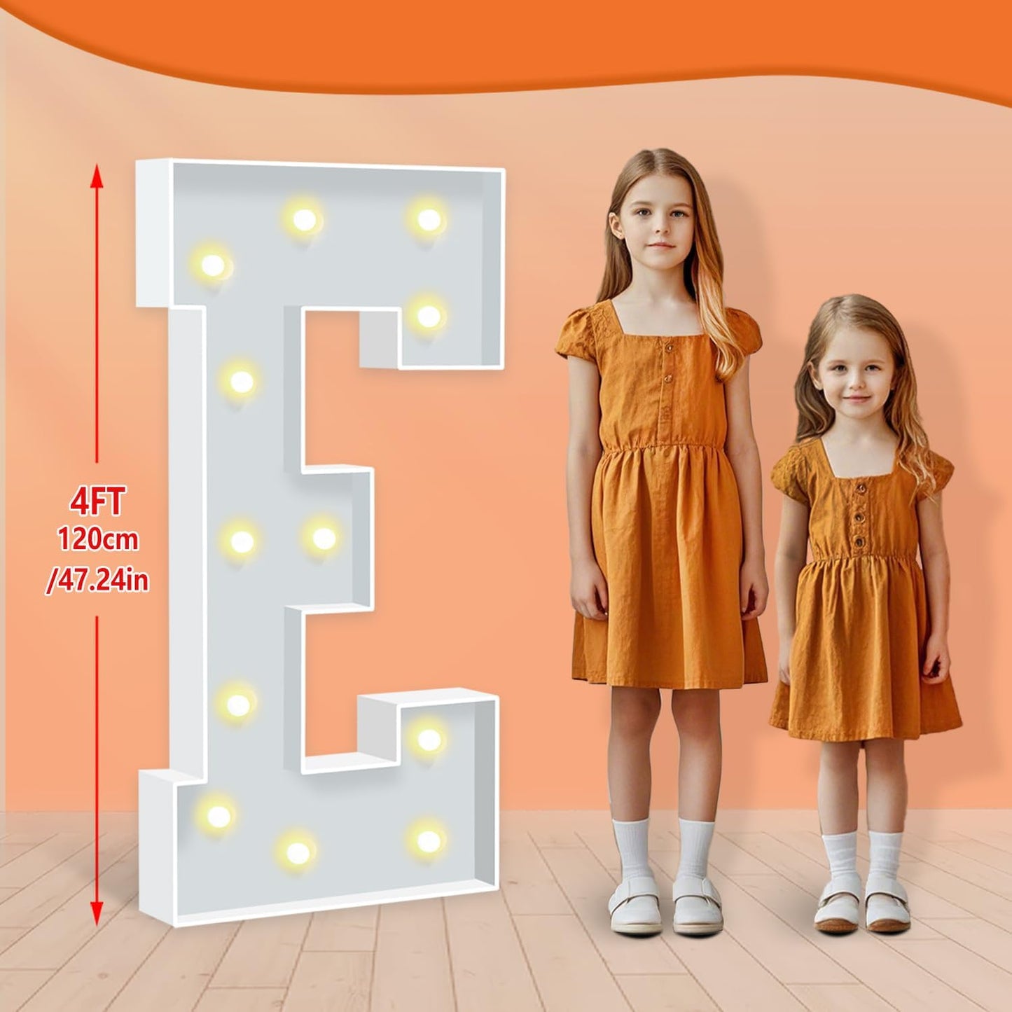 Marquee Light Up Letters E, 4FT Foam Board Mosaic Balloon Letters with Light Bulbs, Large Marquee Letter for Birthday Festival Party, Marry Me Light Up Letter for Wedding Engagement Party Decor