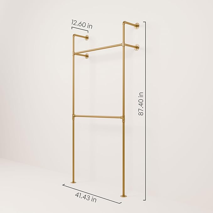 pamo Industrial Pipe Clothing Rack Gold - Image 2