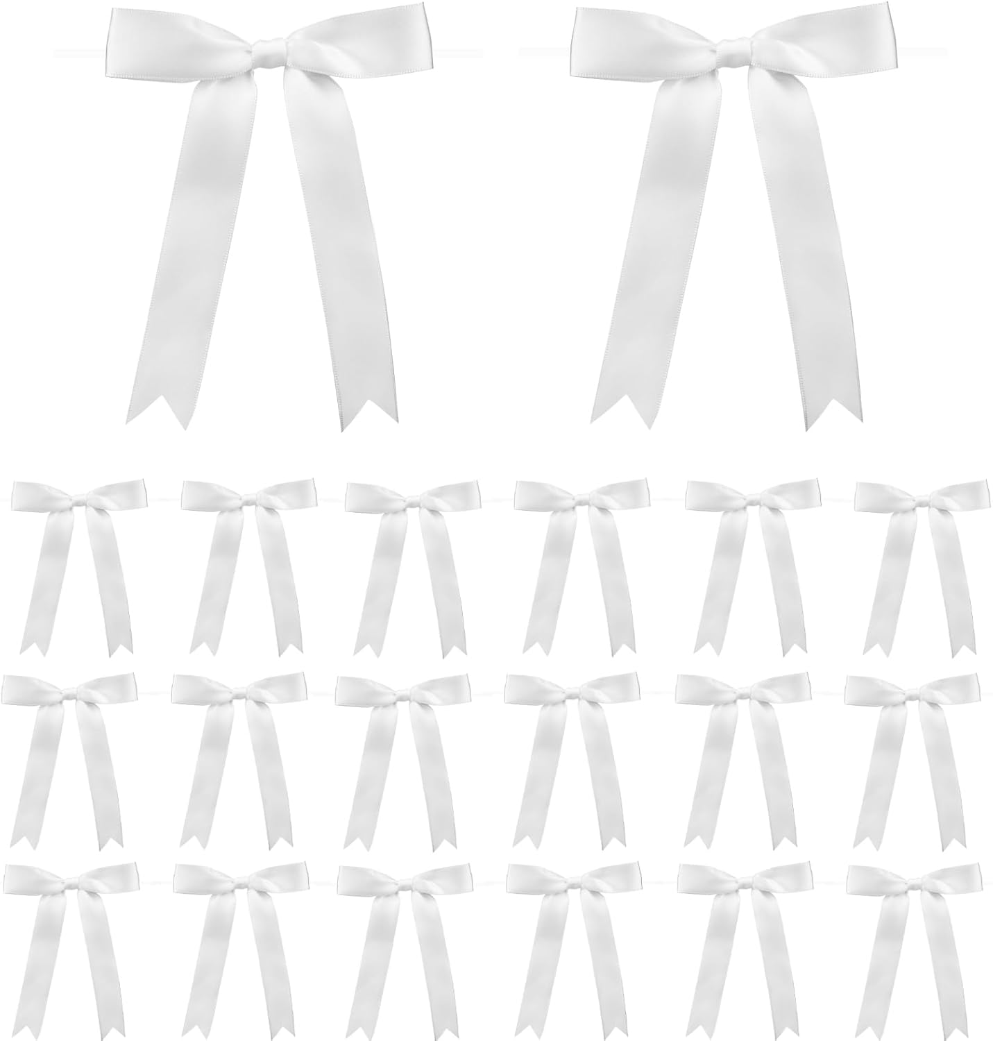 30Pcs Satin Ribbon White Bows 5x7 Inch Twist Tie Bow for Gift Wrapping Champagne Bottle Cake Treat Bag Craft DIY Gift Christmas Birthday Party Balloons & Garland Home Decor