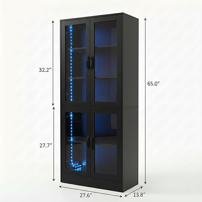 holzart Modern Black 5-Tier Display Cabinet - Image 2
